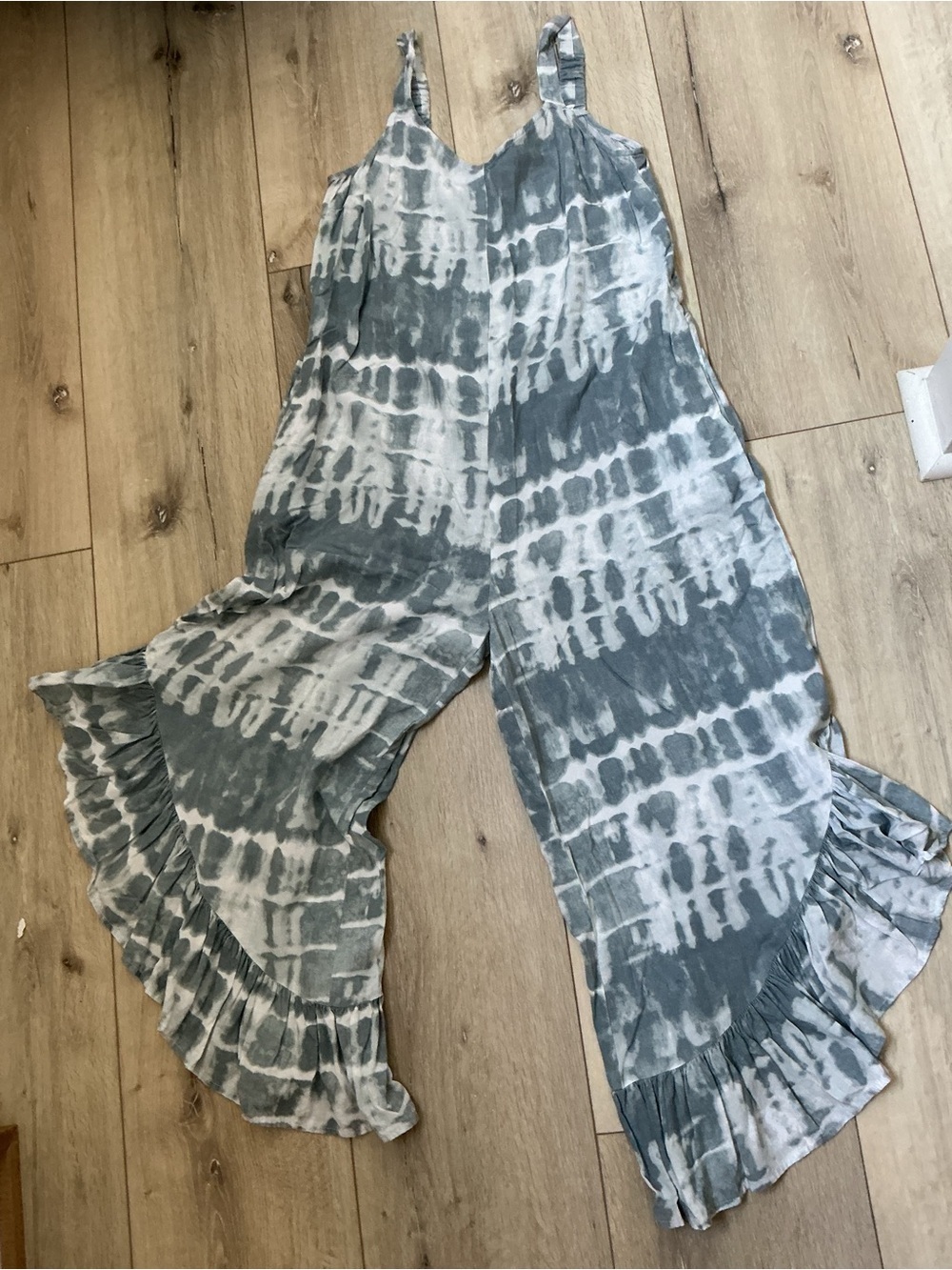 Japna Blue Tie-Dye Ruffle Hem Romper Jumpsuit - Picture 7 of 12